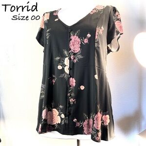 Torrid Black Floral Blouse Size 00